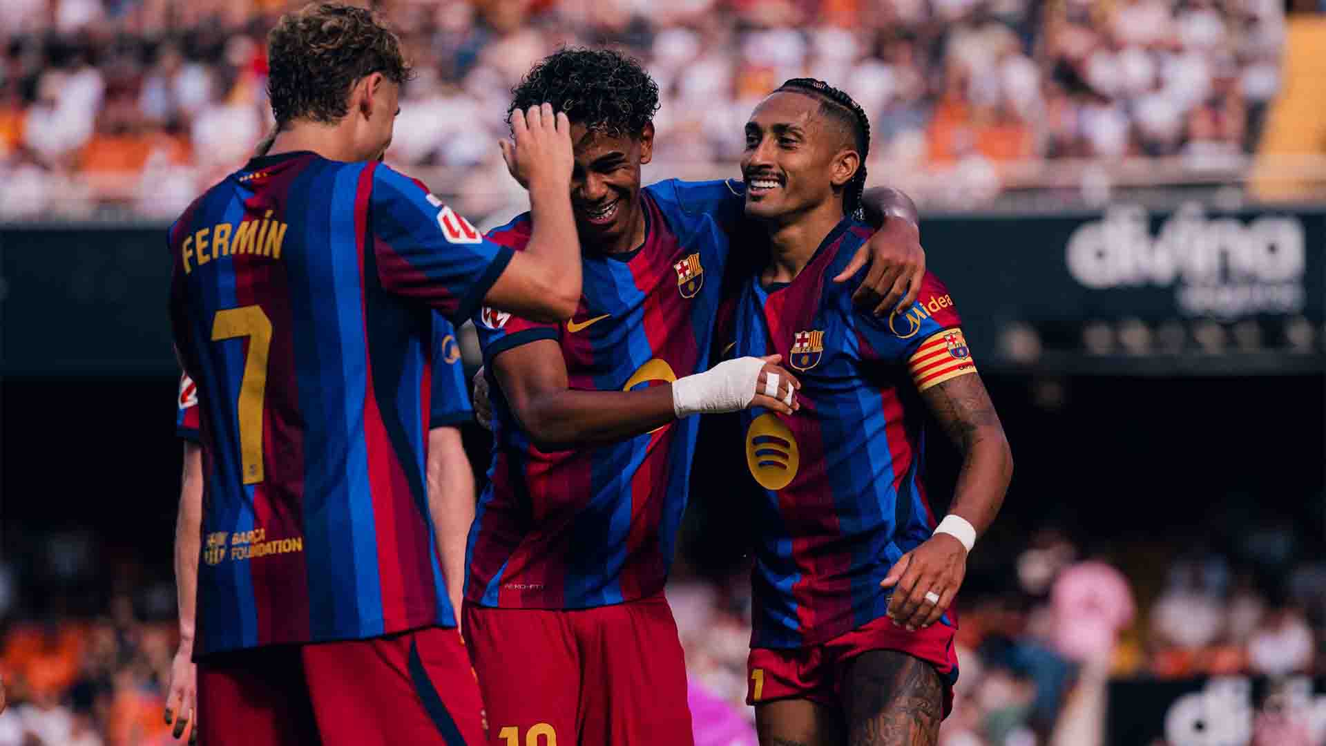 Barcelona Menang 5-0 atas Valencia, Lamine Yamal dan Fermín López Bersinar